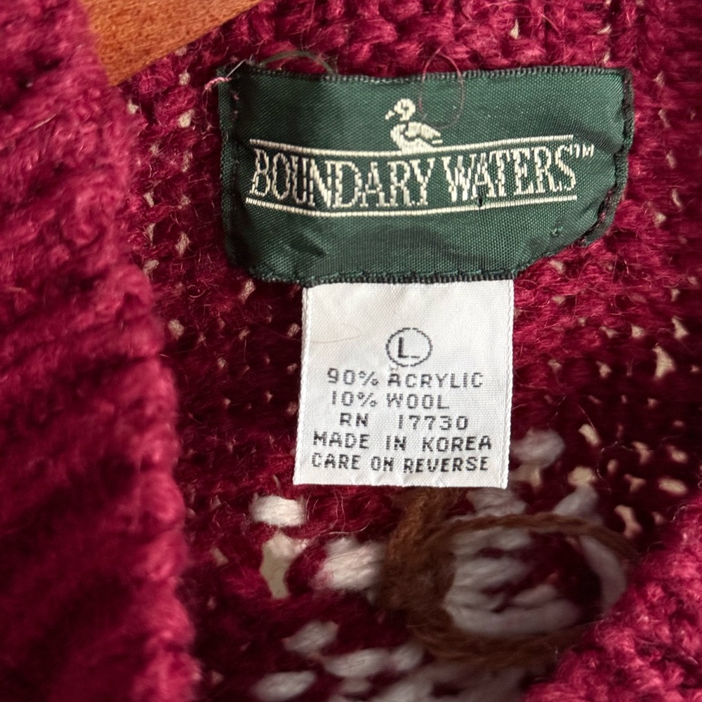 Boundary Waters Burgundy Knit Sweater | Nordic-Inspired | Large - Picture 3 of 4